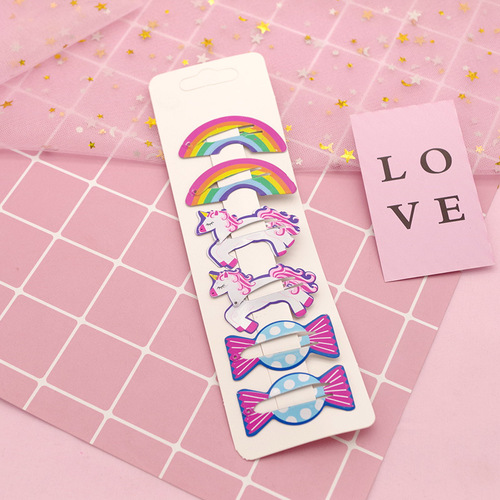 Korean printed cute children's hairpin girls paint princess cartoon bb clip Korean fruit hairpin hair accessories set