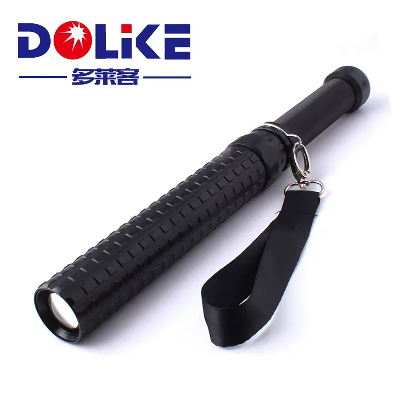 厂家直销加长伸缩调焦棍式防身强光手电筒户外便携式保安用棍棒