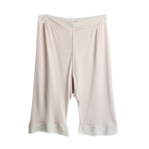  new summer women's silk knitted three-quarter pants mulberry silk lace lace anti-exposure leggings mid-pants