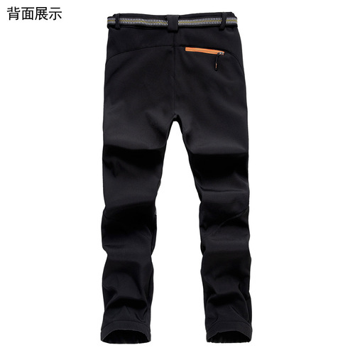 Men's outdoor sports trousers, thickened velvet, autumn and winter large size waterproof soft shell fleece ski mountaineering trousers