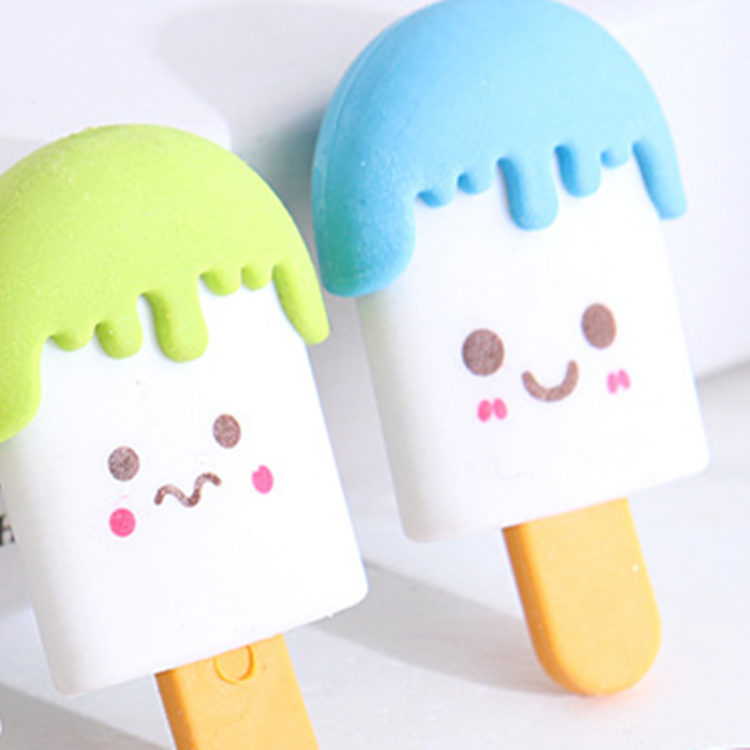 Al por mayor dibujos animados creativos ensamblados Smiley Popsicle borrador lindo protección del medio ambiente helado borrador estudiante papelería suministros