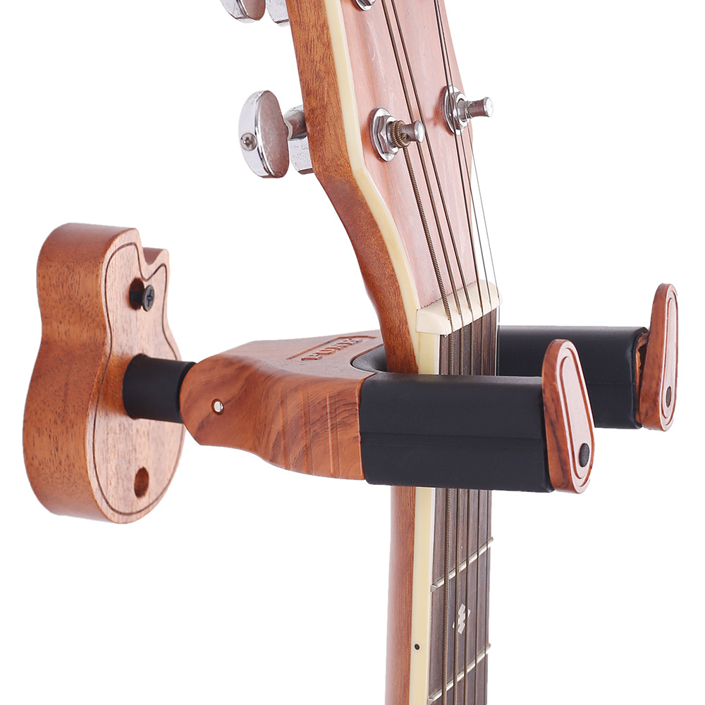 Punk Amazon suministro guitarra autoblocante gancho de madera maciza forma de la guitarra grano de madera dividida gancho de la guitarra fabricante