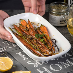 北歐ins風盤子長方形家用涼菜盤   歐式瓷盤餐具批發創意陶瓷烤盤