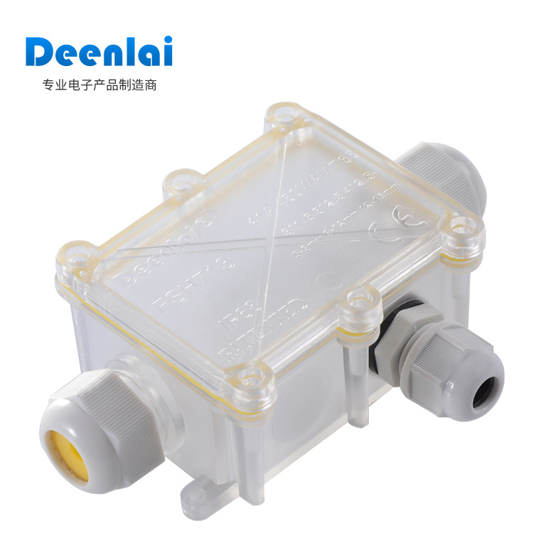 保护接线盒厂家供应FSH713三通透明IP68防水盒PC材质接线盒