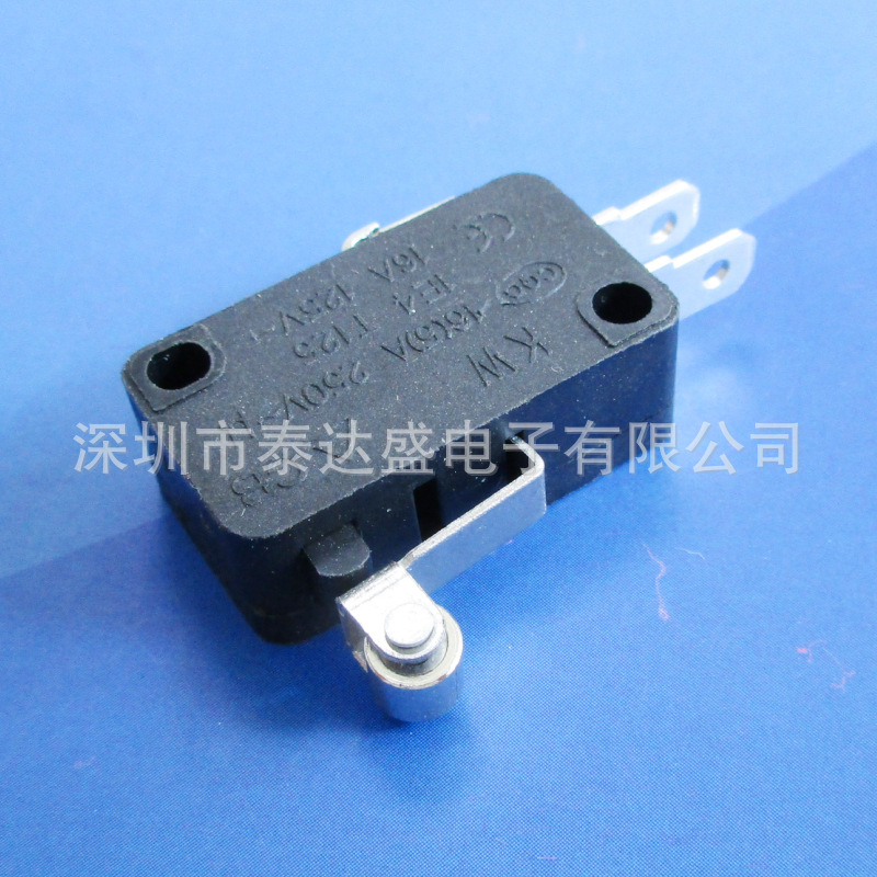 食品加式机械大行程开关压杆带金属滋轮三脚大电流微动开关KW7-3