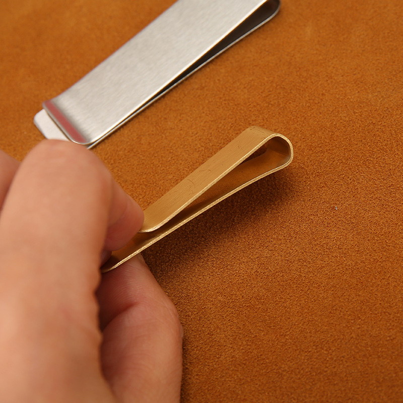 Titular de la pluma de metal diario multiusos titular de la cuenta de metal vintage de cobre puro billetera de acero inoxidable logotipo grabado con láser