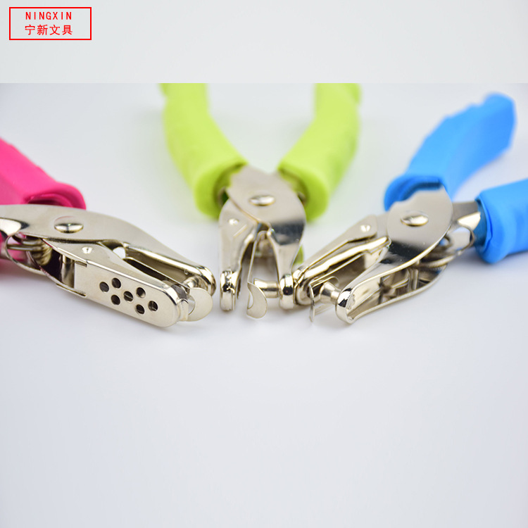 Hand Round Punching forceps Hole colour rubber Handle Punch Stationery wholesale