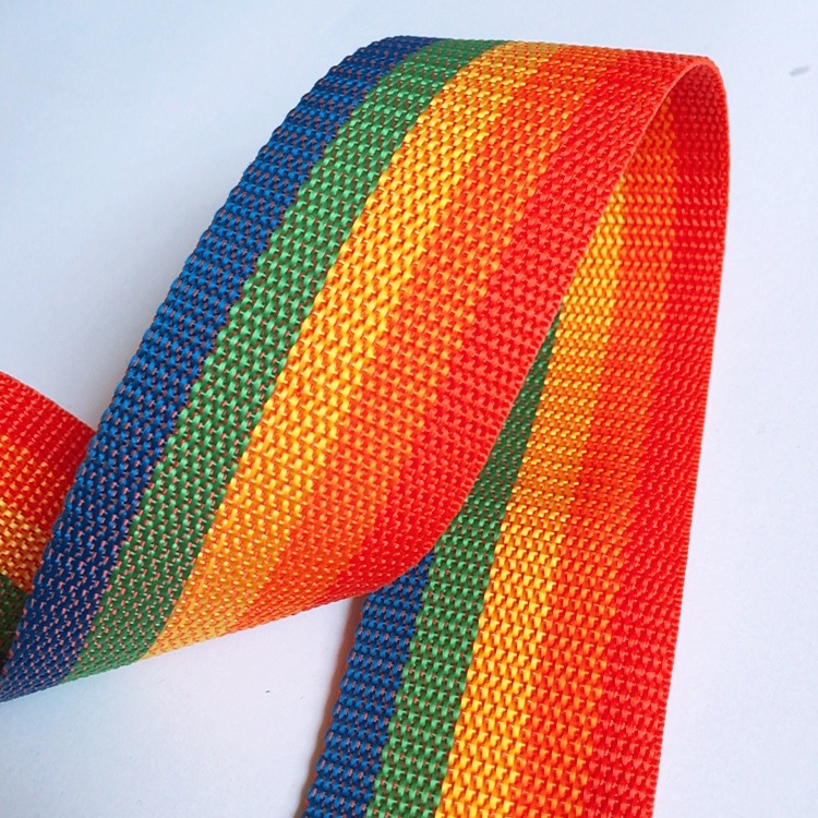 Factory Rainbow with Packaging Strap Bag Back Strap Accessory Luggage Strapping Band Polypropylene Interlocking Woven Belt Wholesale