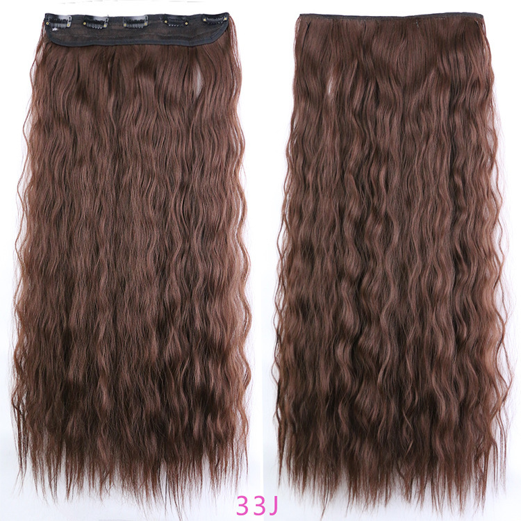Peluca de pelo largo rizado de las mujeres 5 clip de extensión de cabello de maíz pieza europea y americana Comercio exterior lana rollo una pieza peluca pieza