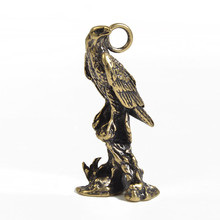 铜鹰摆件小号黄铜铸造鹰工艺品小鹰铜器摆件树枝鹰办公室装饰品