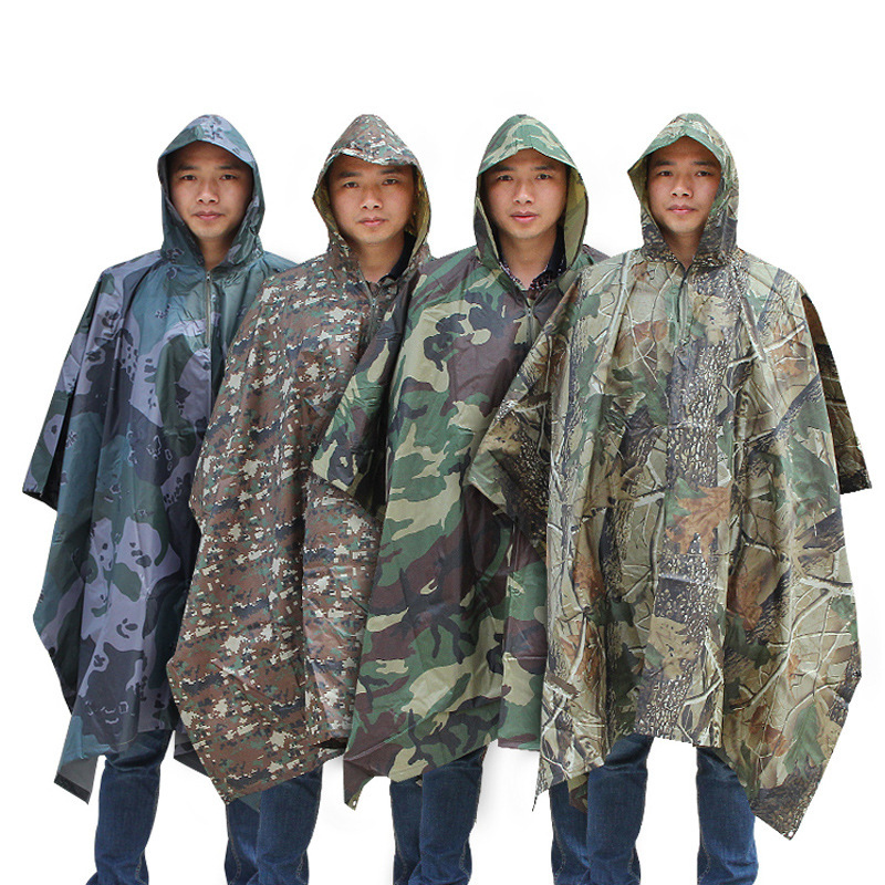 Outdoor three-in-one Multi-functional hiking training professional Cape square raincoat poncho polyester Tuff pvc