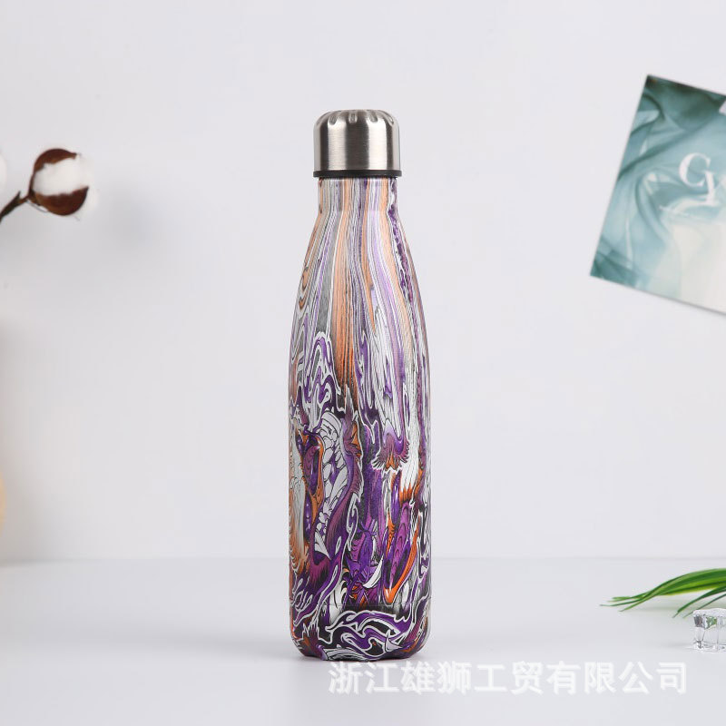 Nuevo regalo creativo termo de acero inoxidable taza botella de coque personalidad metal color hombres y mujeres deportes al aire libre botella de agua
