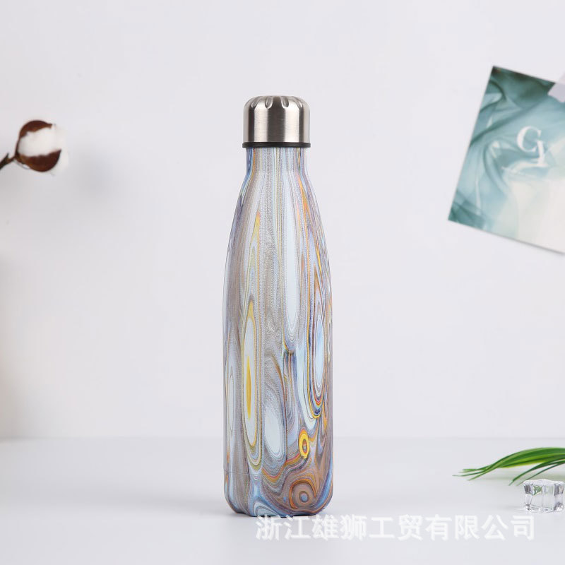 Nuevo regalo creativo termo de acero inoxidable taza botella de coque personalidad metal color hombres y mujeres deportes al aire libre botella de agua