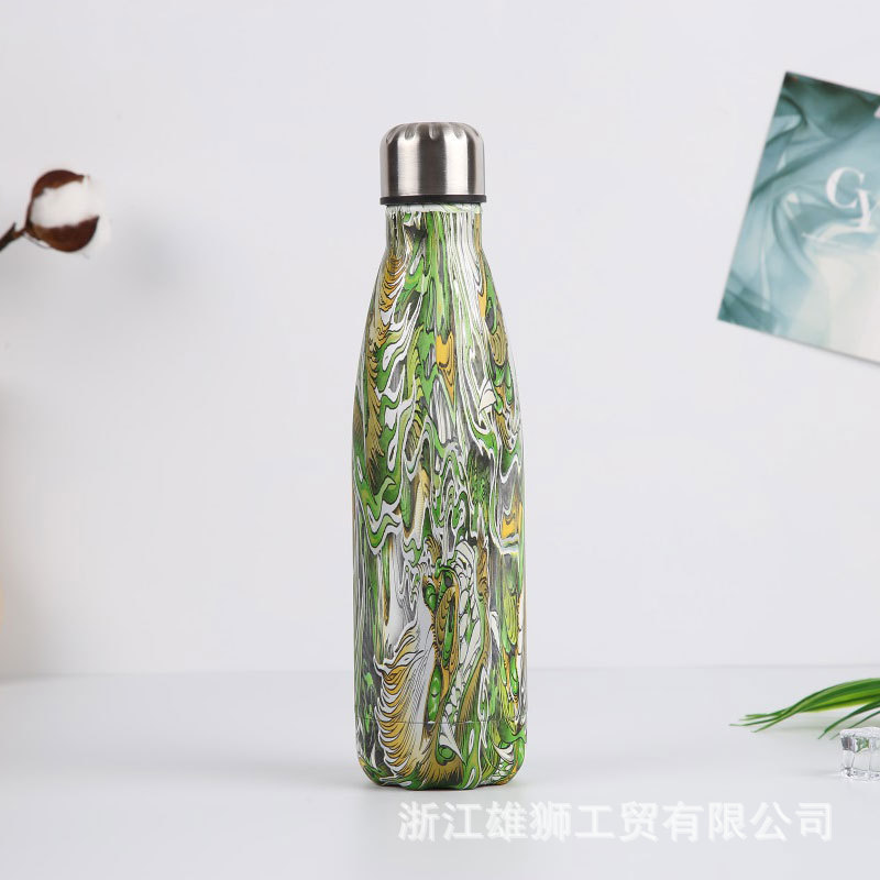 Nuevo regalo creativo termo de acero inoxidable taza botella de coque personalidad metal color hombres y mujeres deportes al aire libre botella de agua