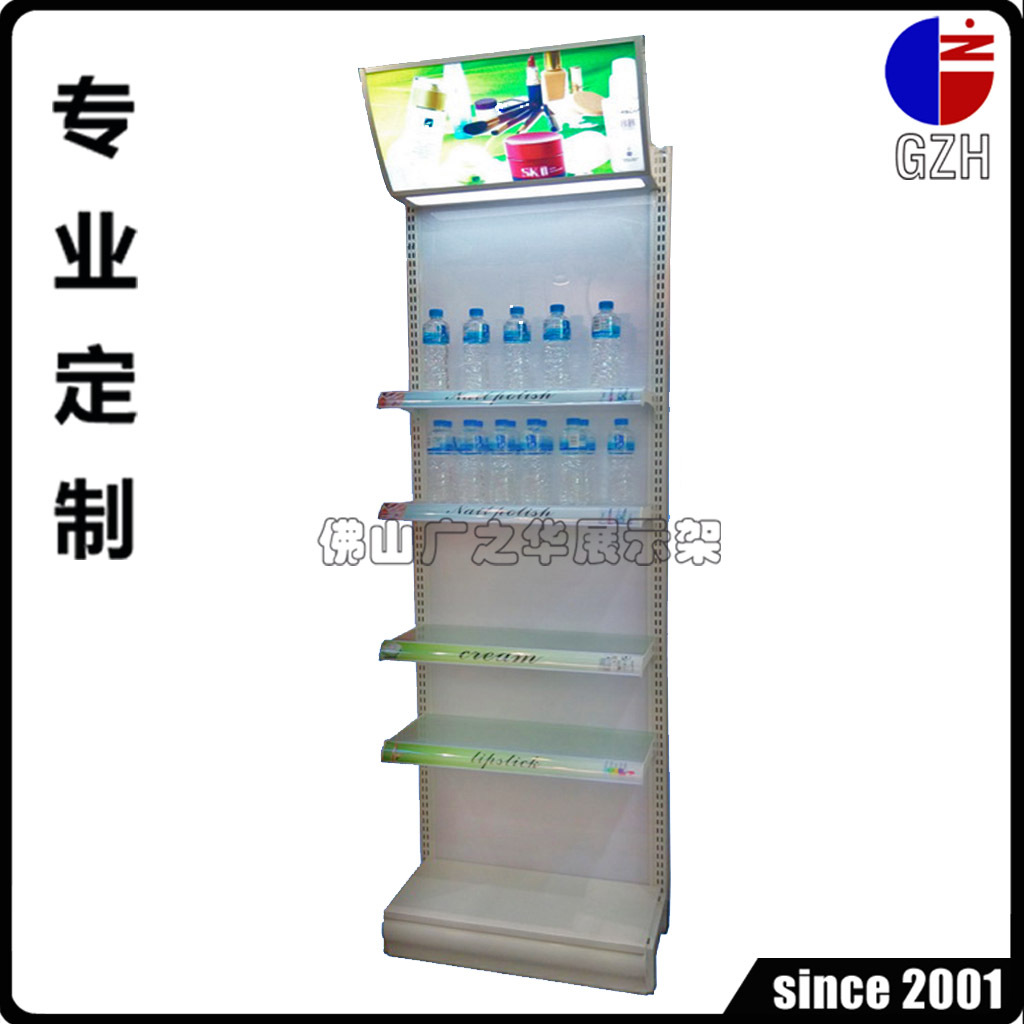广东佛山工厂直供可定制玻璃层板带广告灯箱化妆品护肤品展示架