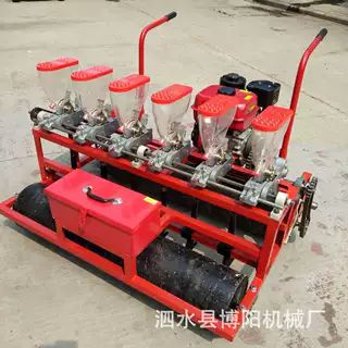 手推汽油多行蔬菜播种机 高效率连续点播新款牵引是萝卜播种机
