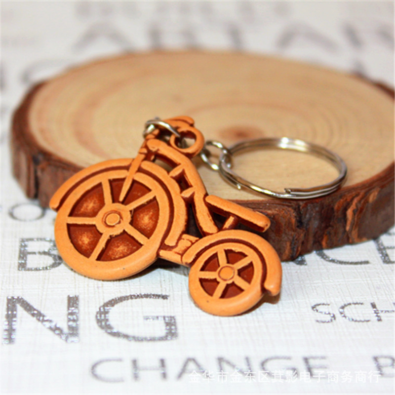 Hot sale imitation wood key chain small gift pendant creative imitation wood Abacus bicycle practical key chain gift