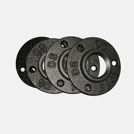 Retro cast iron pipe fittings 1/2 flange three-hole crafts iron accessories 3/4 flange plate