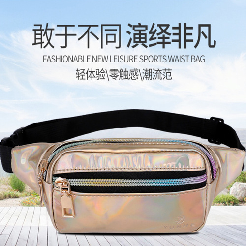 New Laser Glossy Hip Bag Phone Organizer Fashion Crossbody Braided Bag Running Casual Outdoor Sports Bag