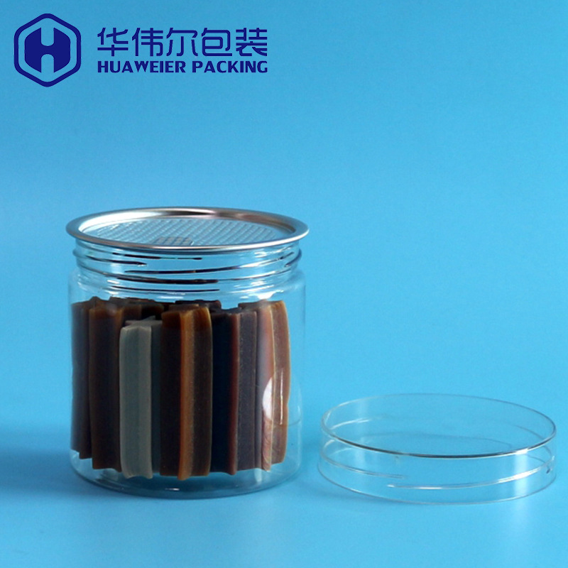 厂家批发300#72.9mm口径318ml透明水晶盖圆瓶保香密封食品包装罐