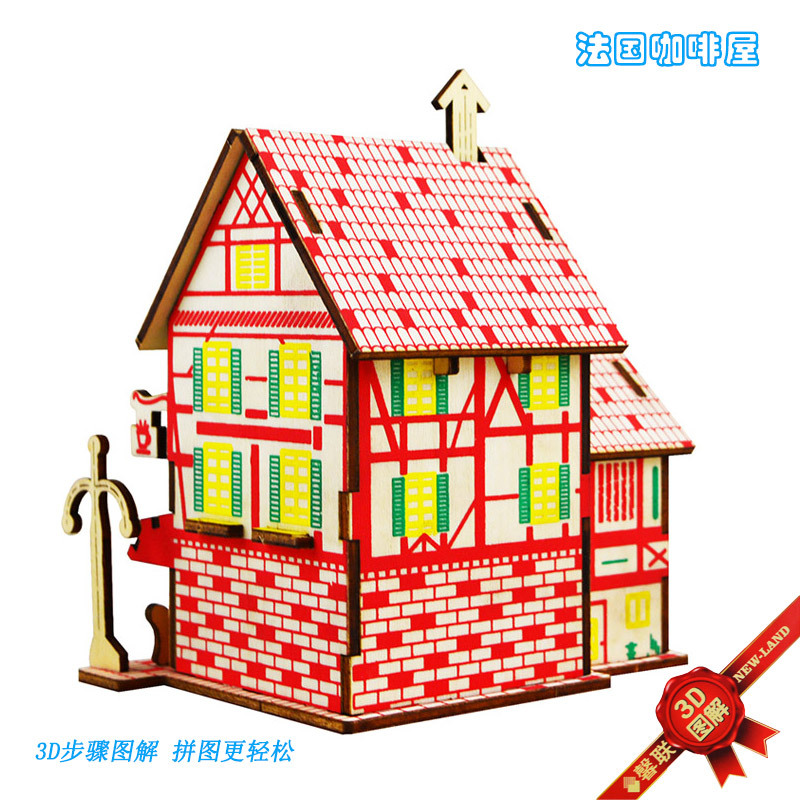 Деревянная реалистичная головоломка с лазером, деревянный конструктор, хижина, игрушка, 3D, «сделай сам»