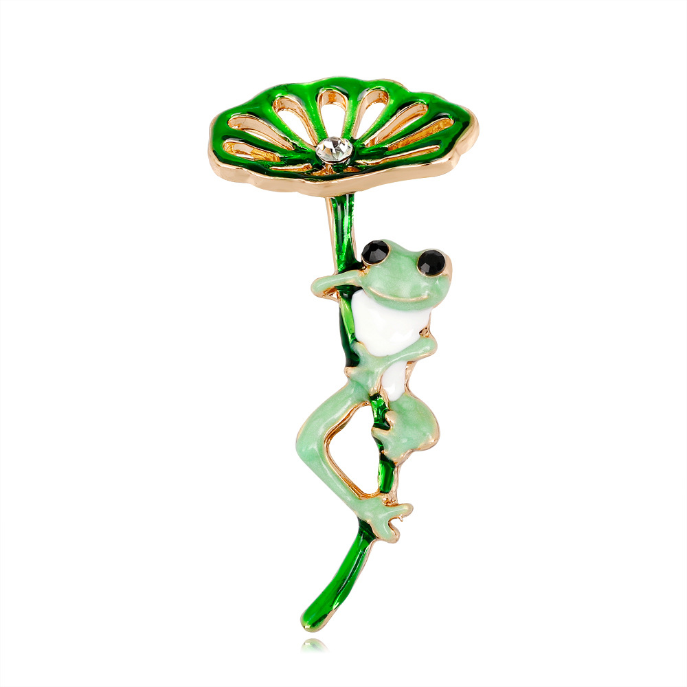 New Style Personalized Cartoon Brooch Fashion All-match Lotus Leaf Frog Brooch Women's Corsage Pin