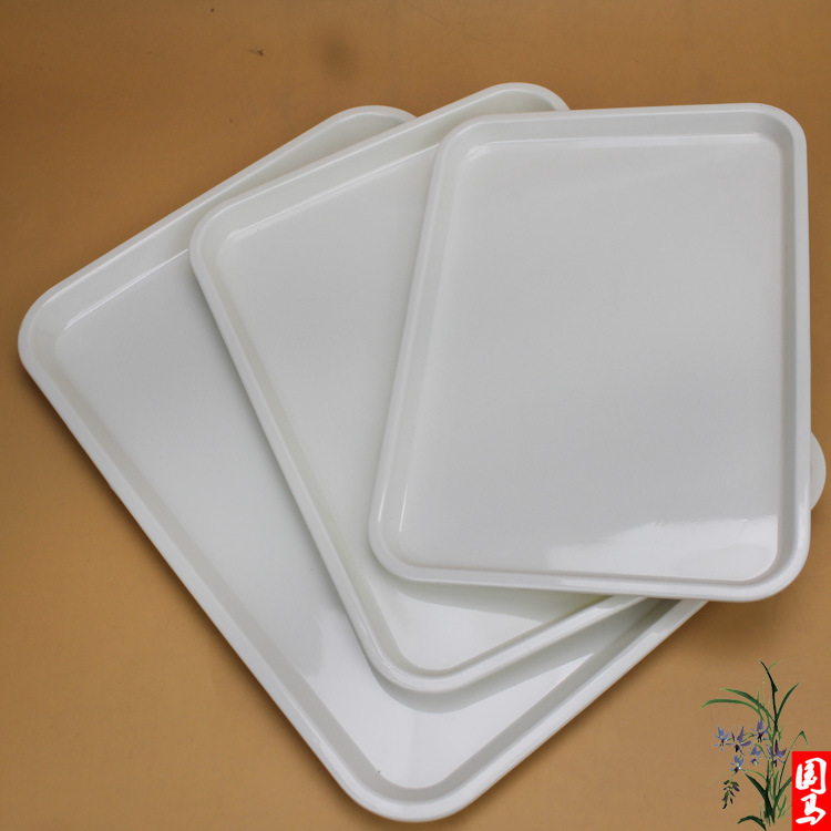 Kindergarten Tray melamine Tray Fast Food Cake Plate Bakery Rectangular Hotel Plastic Tray White Tray