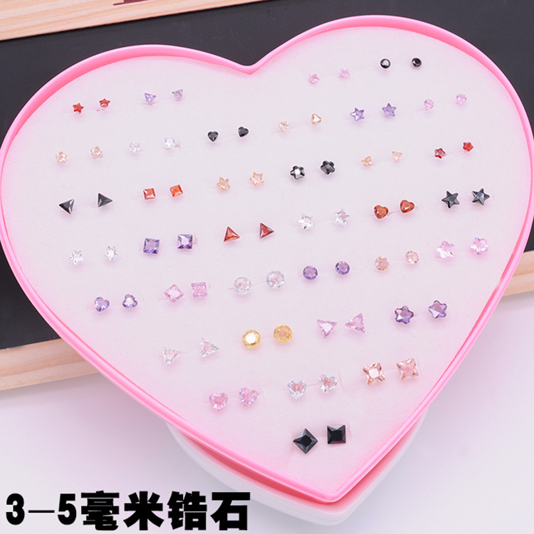 120 conjuntos de aretes de amor, aretes de resina de diamantes de temperamento femenino, joyas de plástico, joyería de Yiwu al por mayor