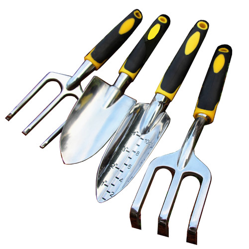 Wholesale gardening garden tool set garden shovel shovel magnesium aluminum alloy silicone two-color handle four-piece set