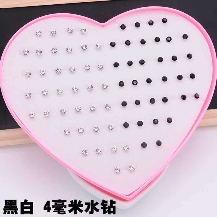 120 conjuntos de aretes de amor, aretes de resina de diamantes de temperamento femenino, joyas de plástico, joyería de Yiwu al por mayor