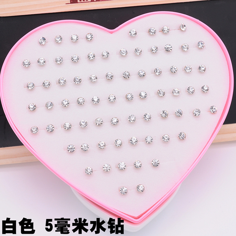 120 conjuntos de aretes de amor, aretes de resina de diamantes de temperamento femenino, joyas de plástico, joyería de Yiwu al por mayor