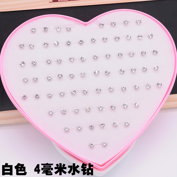 120 conjuntos de aretes de amor, aretes de resina de diamantes de temperamento femenino, joyas de plástico, joyería de Yiwu al por mayor