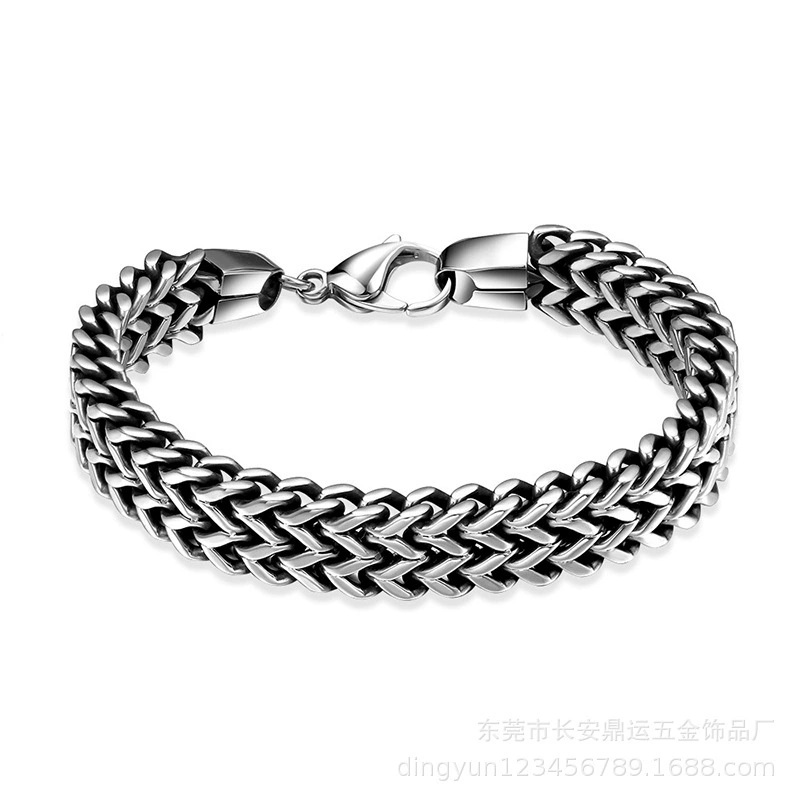 Дингюнь аксессуары Retro браслет из нержавеющей стали Cuban Link – толстая цепь, длина 21 см, 0.1 кг