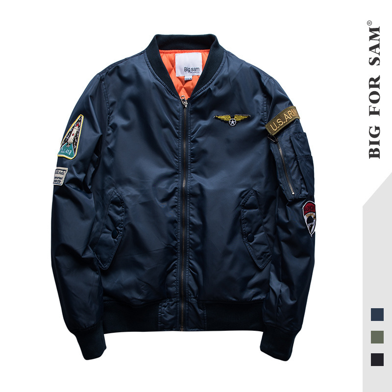 Cross-Border Trendy Brand 2024 Autumn and Winter Thickeneded Hong Kong Style Badge Flight Jacket Jacket Men's Air Force Ma1 American Baseball Uniform Cross-Border Trendy Brand 2024 Autumn and Winter Thickeneded Hong Kong Style Badge Flight Jacket Jacket Men's Air Force Ma1 American Baseball Uniform
