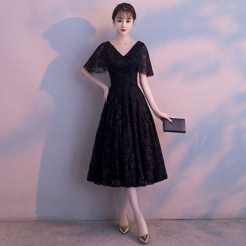 Vestido de Noche para Mujer, Estilo 2025, Elegante y Digno, Negro, Midi, Entallado, Moderno, para Fiesta
