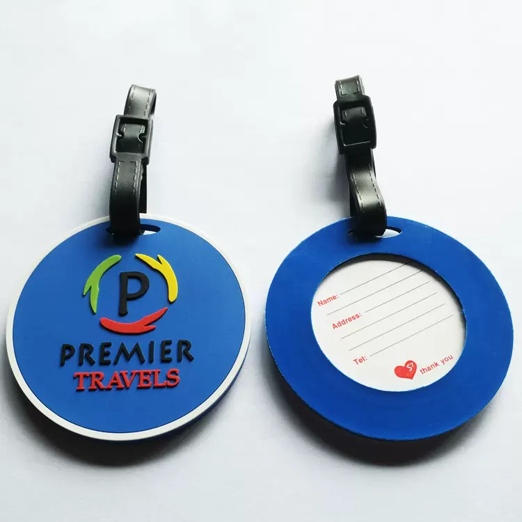 源头工厂专业生产PVC滴胶行李牌圆形LOGO浮雕效果硅胶吊牌制定