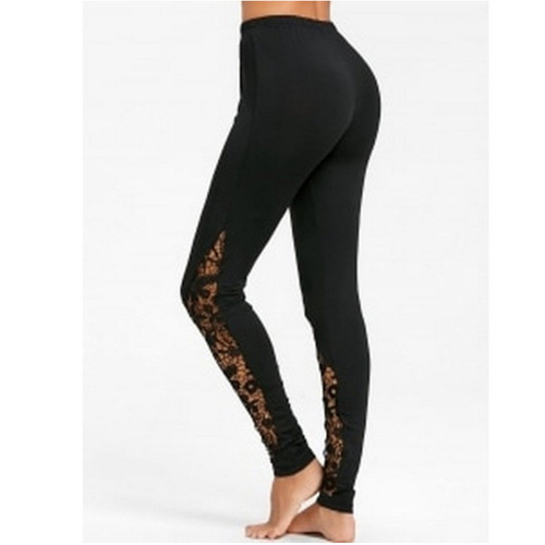 Wish Lace-Panelled Sexy Slim-Fit Sports Casual Yoga Base Cropped Sweatpants A5065