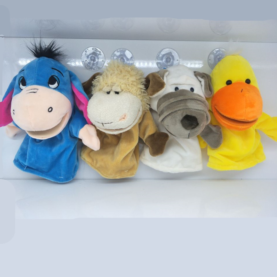 Estación independiente transfronteriza 24cm marioneta de mano de peluche juguete de felpa boca móvil de apertura abdominal palabras padre-hijo guantes de narración de cuentos