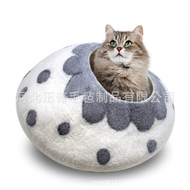 羊毛手工制作蛋型猫窝 猫床羊毛毡猫窝 猫咪洞穴