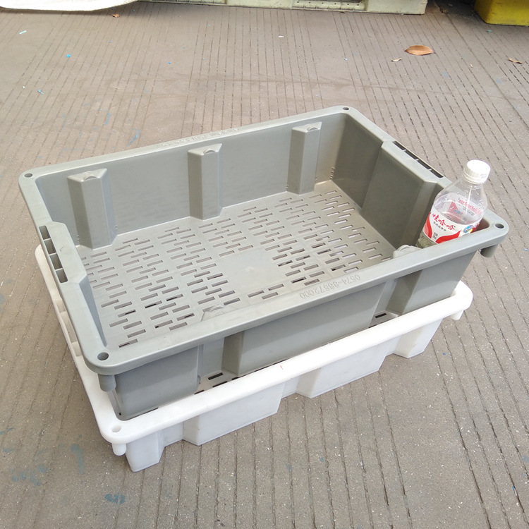 塑料周转箱加厚冷库冷冻鱼箱 塑胶错位筐中号码头渔箱
