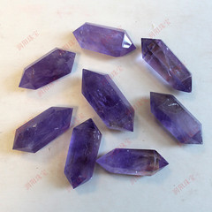 Purple Crystal Double Point Crystal Six-Edge Prism Crystal Column Raw Material Polished Crystal Craftsmanship Factory Wholesale Origin Direct Sale