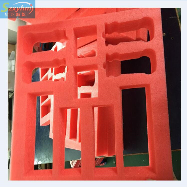 热卖橘红色长方形物品内衬海绵盒 直线加圆形海绵内衬盒