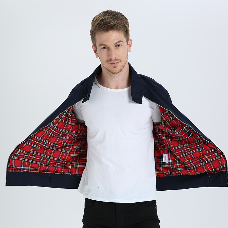 DAFEILI 2025 Primavera y Otoño Harrington Estación Europea Chaqueta de Piloto Solapa Chaqueta de Trabajo de Entrenador de Moda para Hombres