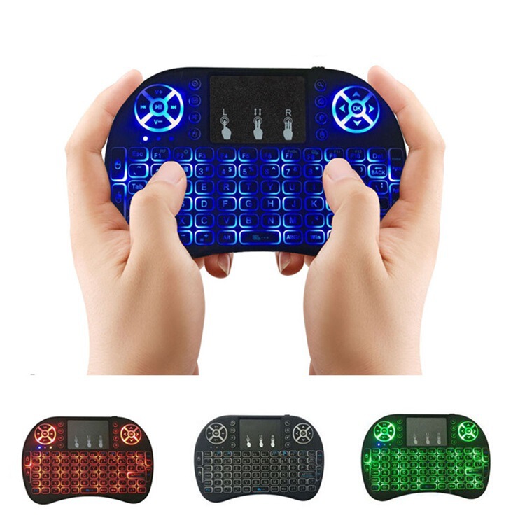 2.4g Wireless Flying Mouse Keyboard I8 Mini Touch Smart Keyboard with Three-Color/Seven-Color Backlight and Multiple Languages Available