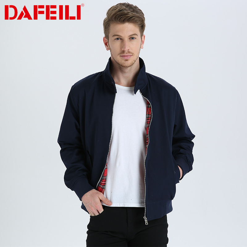 Dafeili 2025 Spring and Autumn Harrington European Station Bomber Jacket Lapel Trendy Coach Work Jacket Men