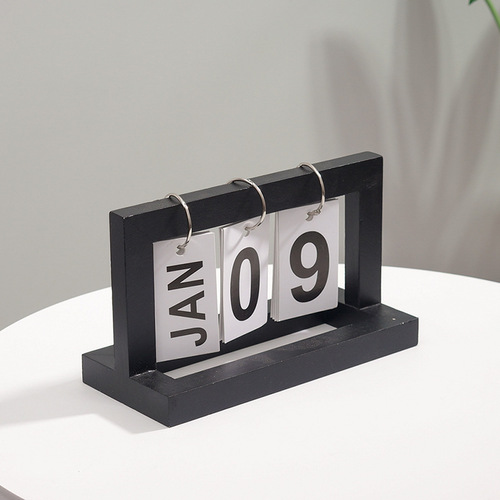 Wooden flip calendar simple home study dormitory desktop desk calendar perpetual calendar photo props decoration ornaments