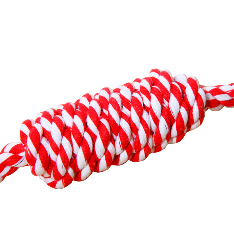 Venta directa de fábrica de juguetes de cuerda de algodón de caramelo para mascotas Teddy Dog Corgi molares resistentes a morder nudos de ratón juguetes de nudo trenzado