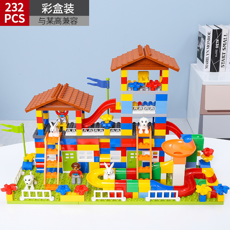 Color box-178 large particle building blocks + slide building blocks