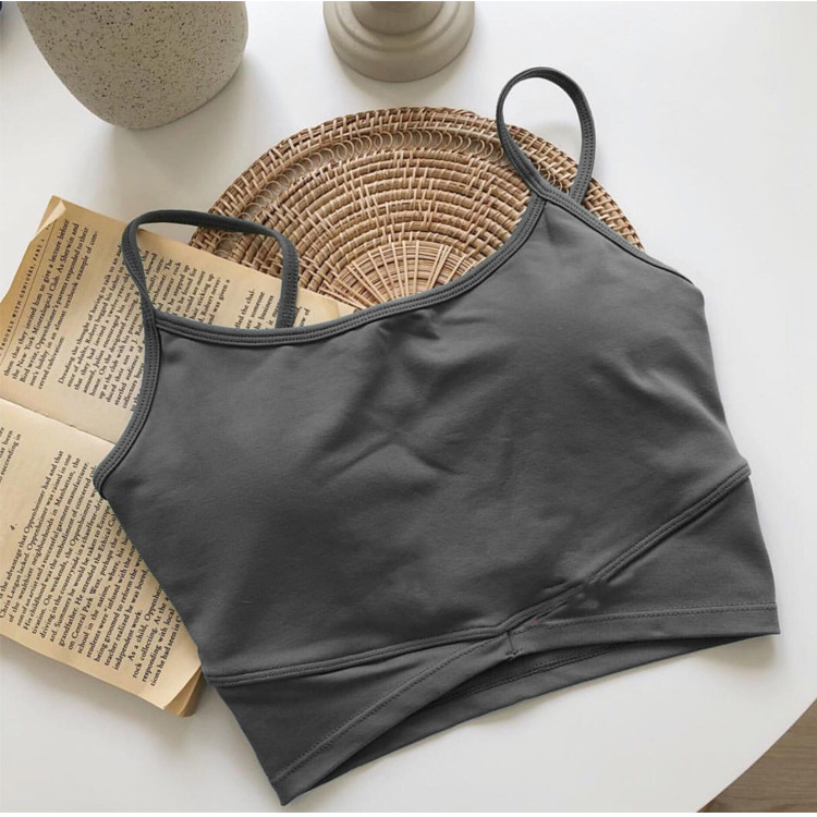 Traje de yoga sin espalda con tirantes finos frescos, chaleco de yoga reunido, top de fitness de cintura alta, ropa de baile para deportes al aire libre