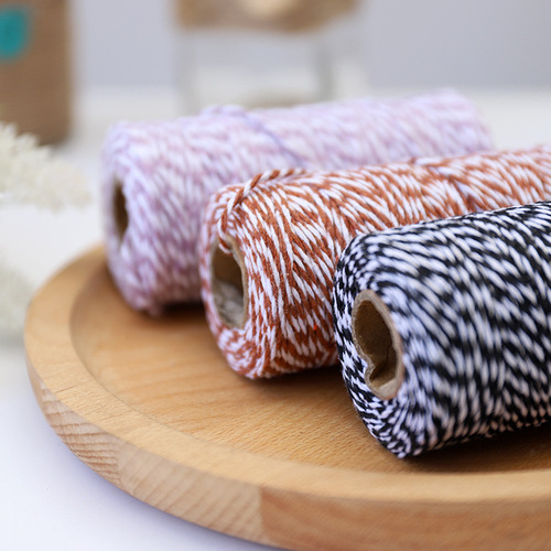 Manufacturer 1.5mm two-color cotton rope diy hand-woven tag rope 100m/roll handmade cotton thread material